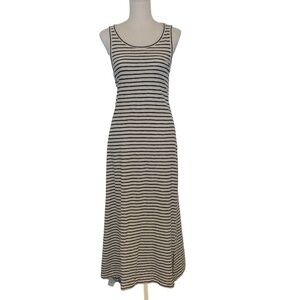 LOU & GREY FOR LOFT Maxi Dress Women's Size XS Beige  Blue 100% Cotton Striped